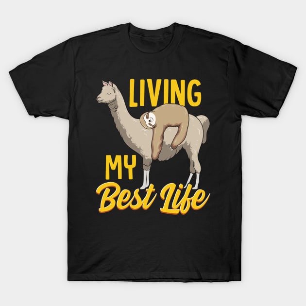 Sloth & Llama Living My Best Life Sleepy Lazy Nap T-Shirt by theperfectpresents